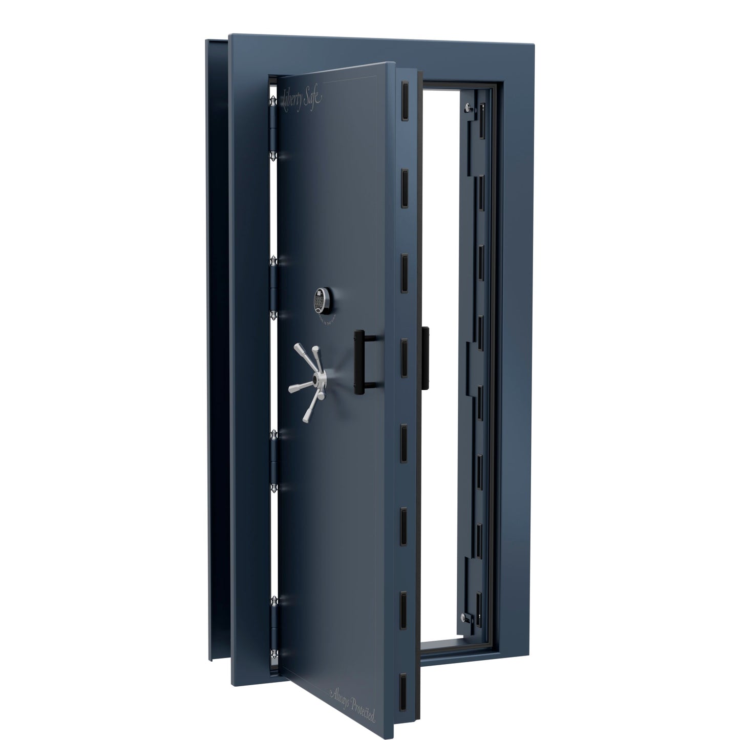 Vault Door Series | Out-Swing | Left Hinge | Blue Gloss | Electronic Lock - open