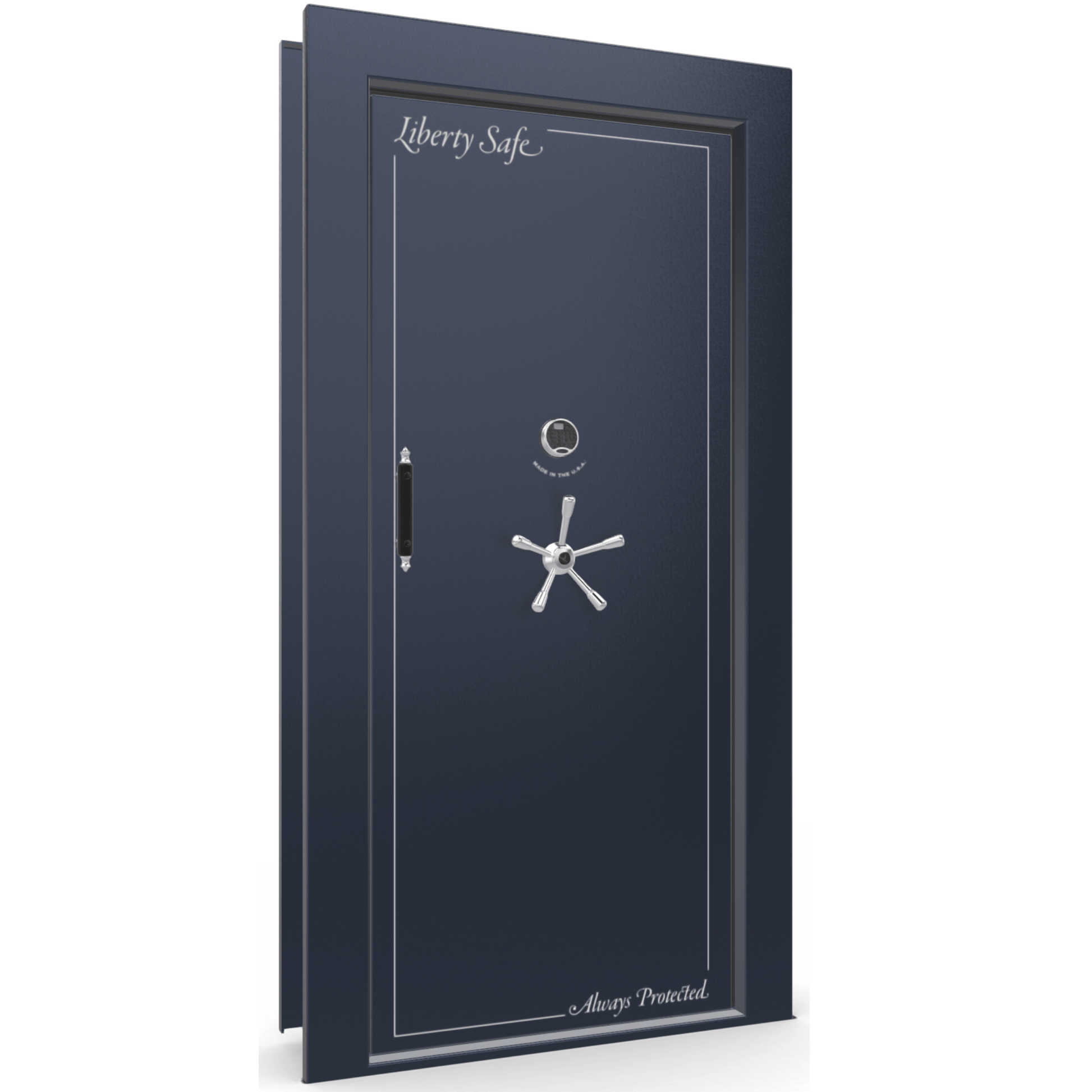 Vault Door Series | In-Swing | Right Hinge | Blue Gloss | Electronic Lock - closed