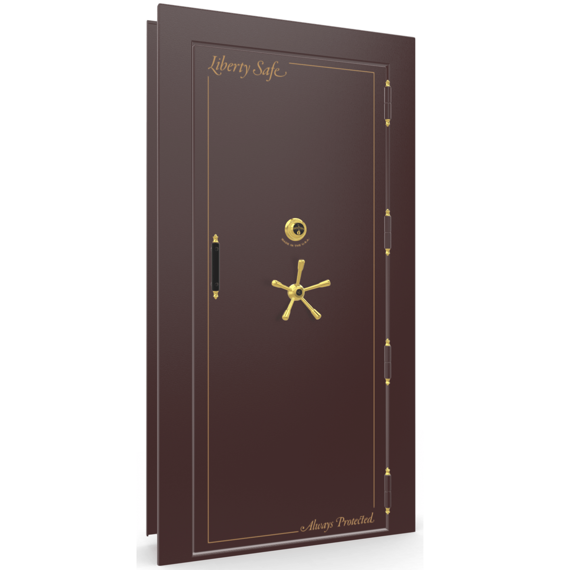 Vault Door Series | Out-Swing | Right  Hinge | Burgundy Marble | Mechanical Lock - closed