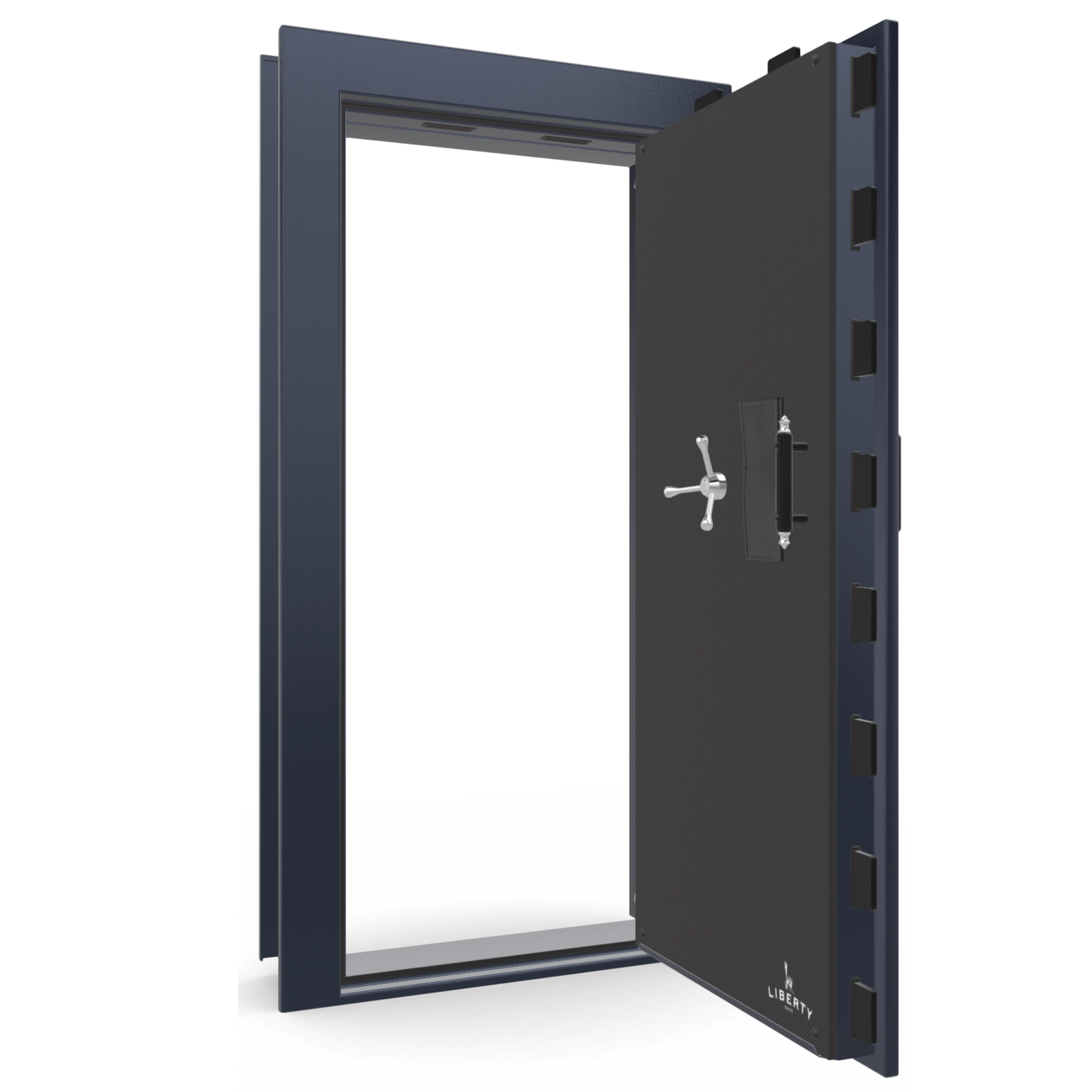 Vault Door Series | Out-Swing | Right  Hinge | Blue Gloss | Mechanical Lock - open