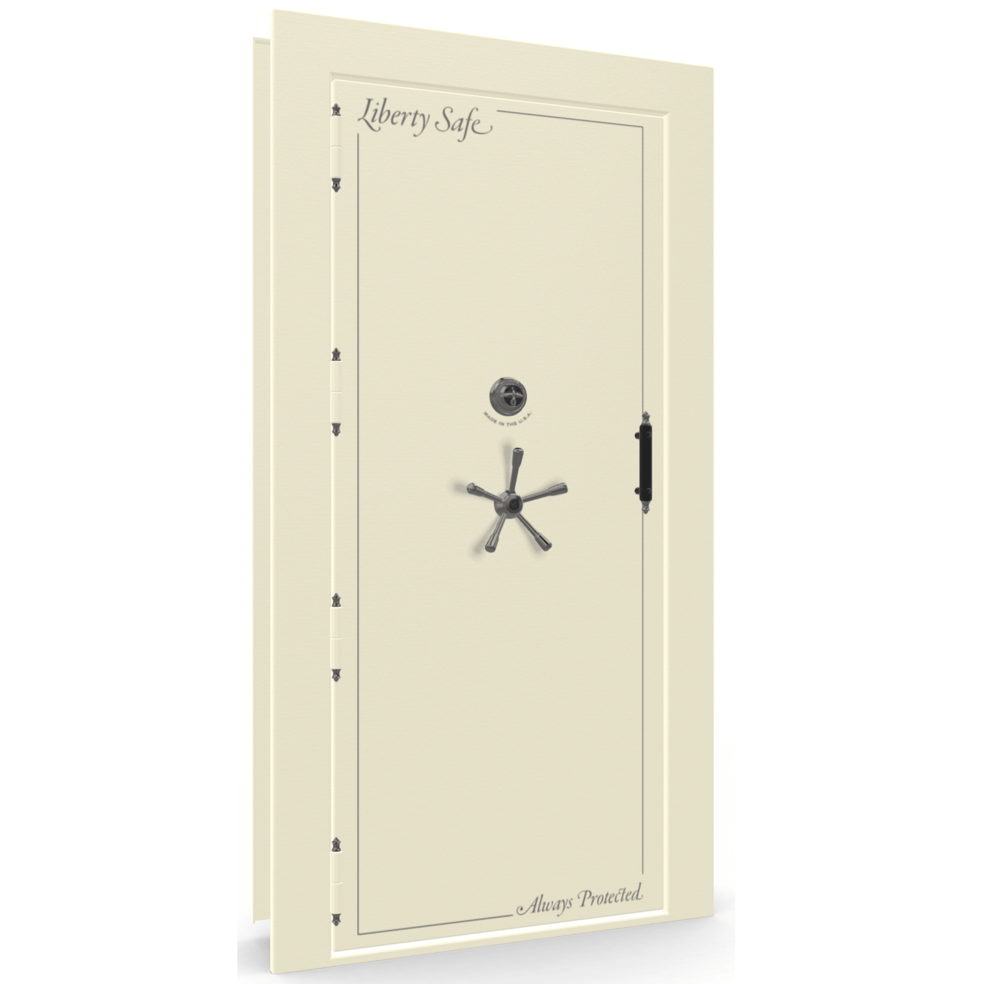 Vault Door Series | Out-Swing | Left  Hinge | White Marble | Mechanical Lock - closed