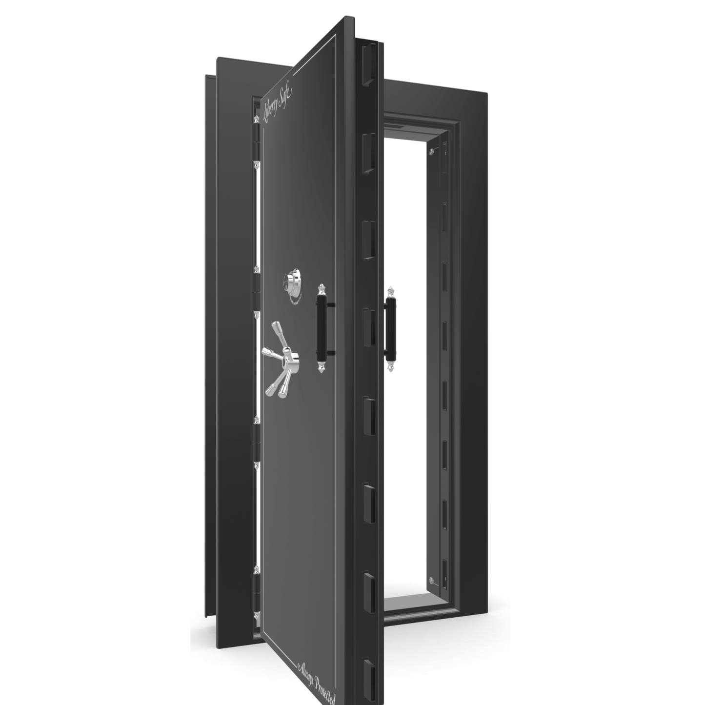 Vault Door Series | Out-Swing | Left  Hinge | Black Gloss | Electronic Lock - open