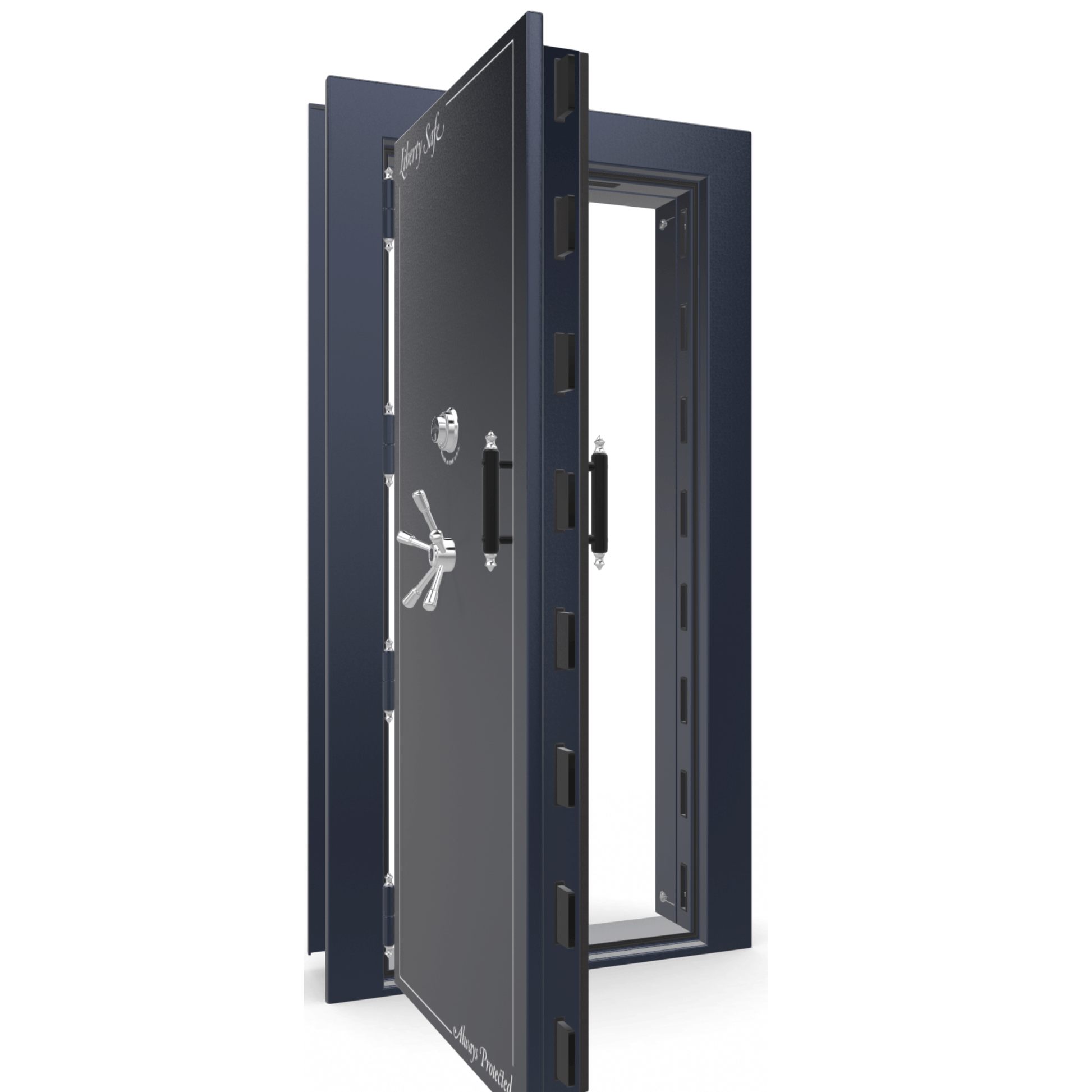 Vault Door Series | Out-Swing | Left  Hinge | Blue Gloss | Mechanical Lock - open