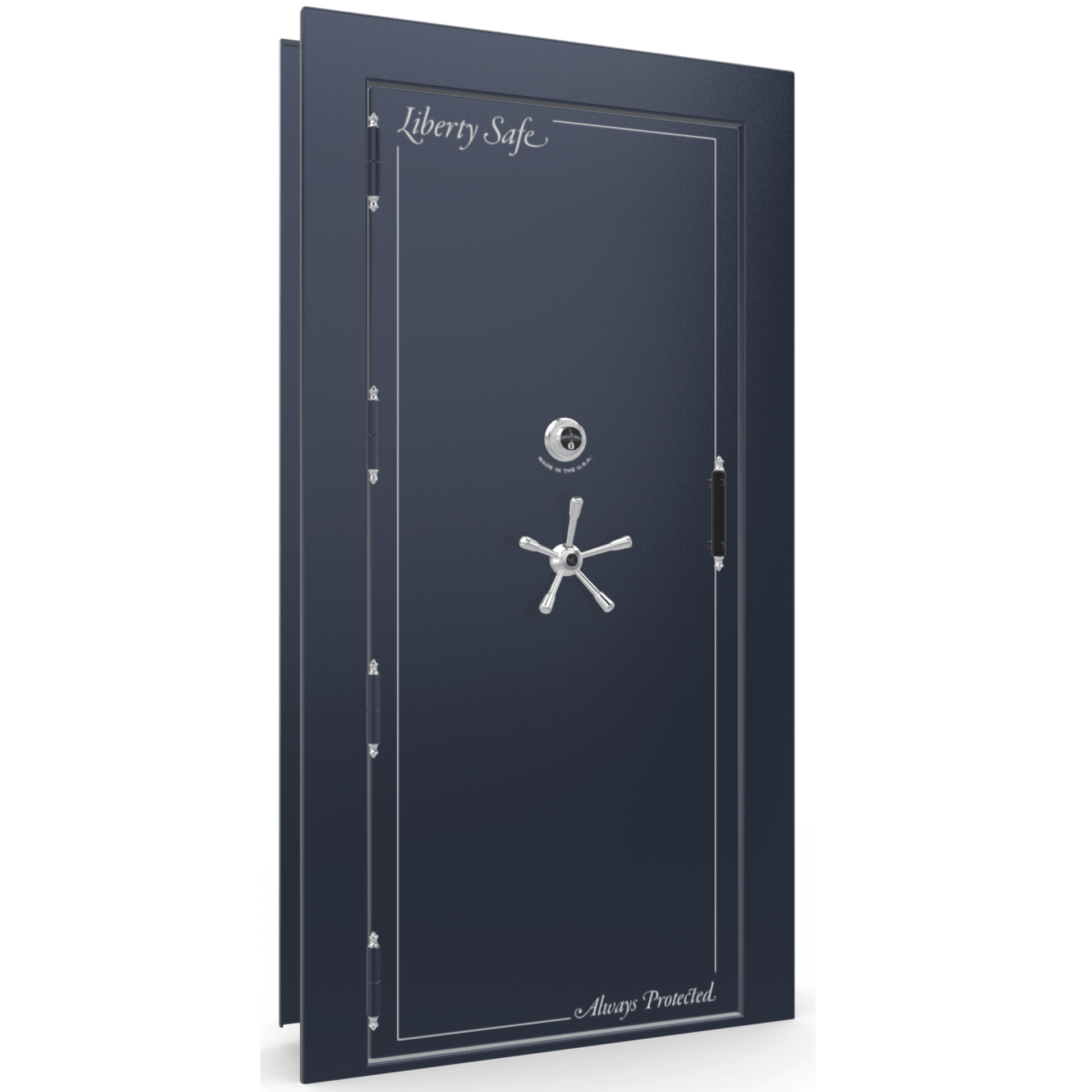Vault Door Series | Out-Swing | Left  Hinge | Blue Gloss | Mechanical Lock - closed