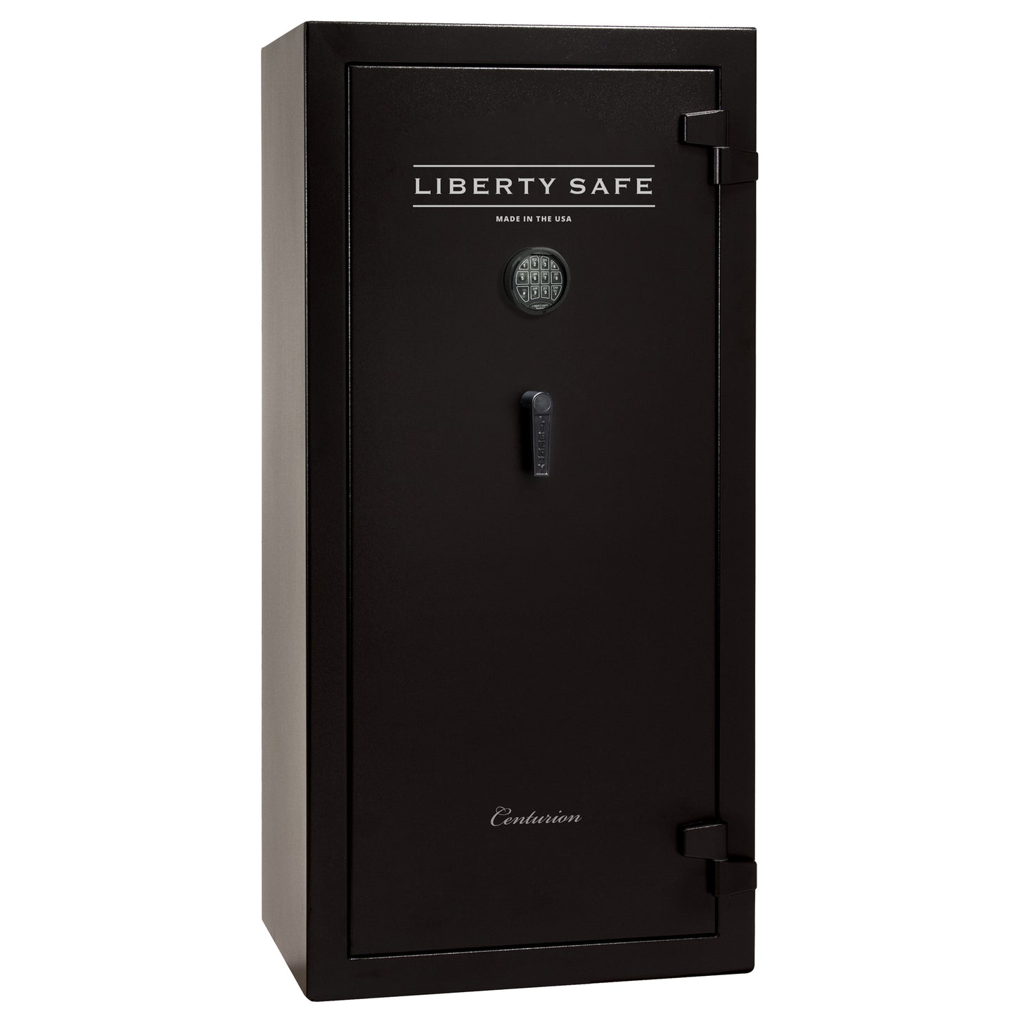 Centurion DLX 24 | Level 1 Security | 40 Minute Fire Protection | Dimensions: 59.5" x 28.25" x 20" | Textured Black | Chrome | Elock - Drop Handle Promotion - Closed Door