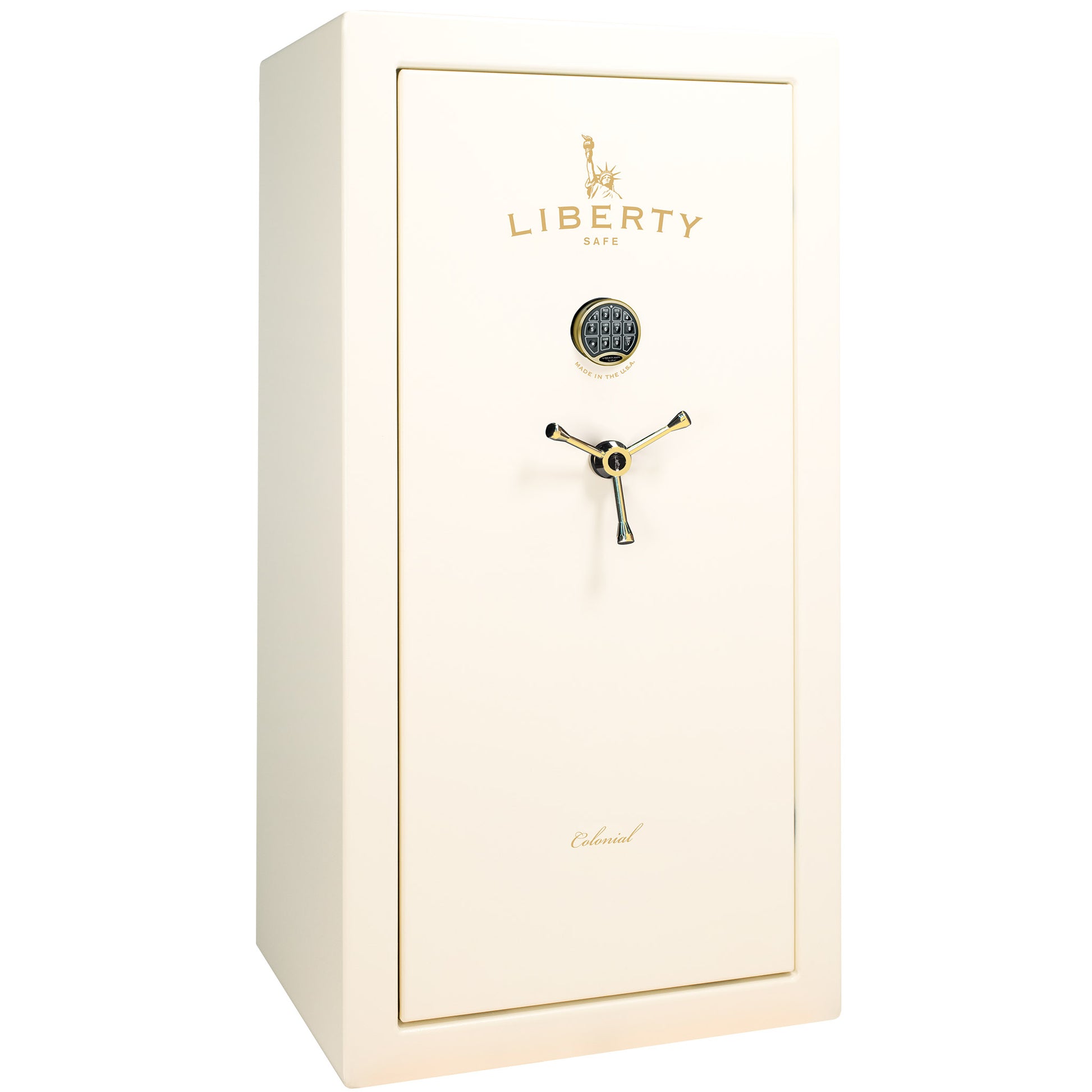 Colonial Series | Level 4 Security | 75 Minute Fire Protection | 23 PRO FLEX | DIMENSIONS: 60.5"(H) X 30"(W) X 22"(D*) | White Gloss Brass | Electronic Lock - Closed