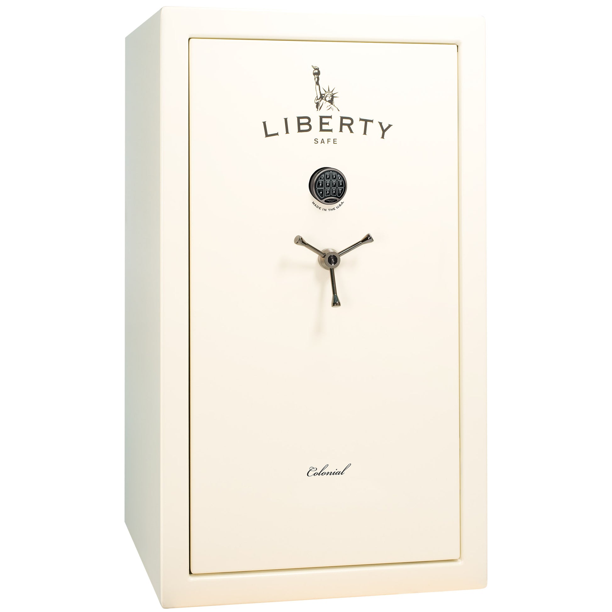 Colonial Series | Level 4 Security | 75 Minute Fire Protection | 30 PRO FLEX | DIMENSIONS: 60.5"(H) X 36"(W) X 22"(D*) | White Gloss Black Chrome | Electronic Lock - Closed