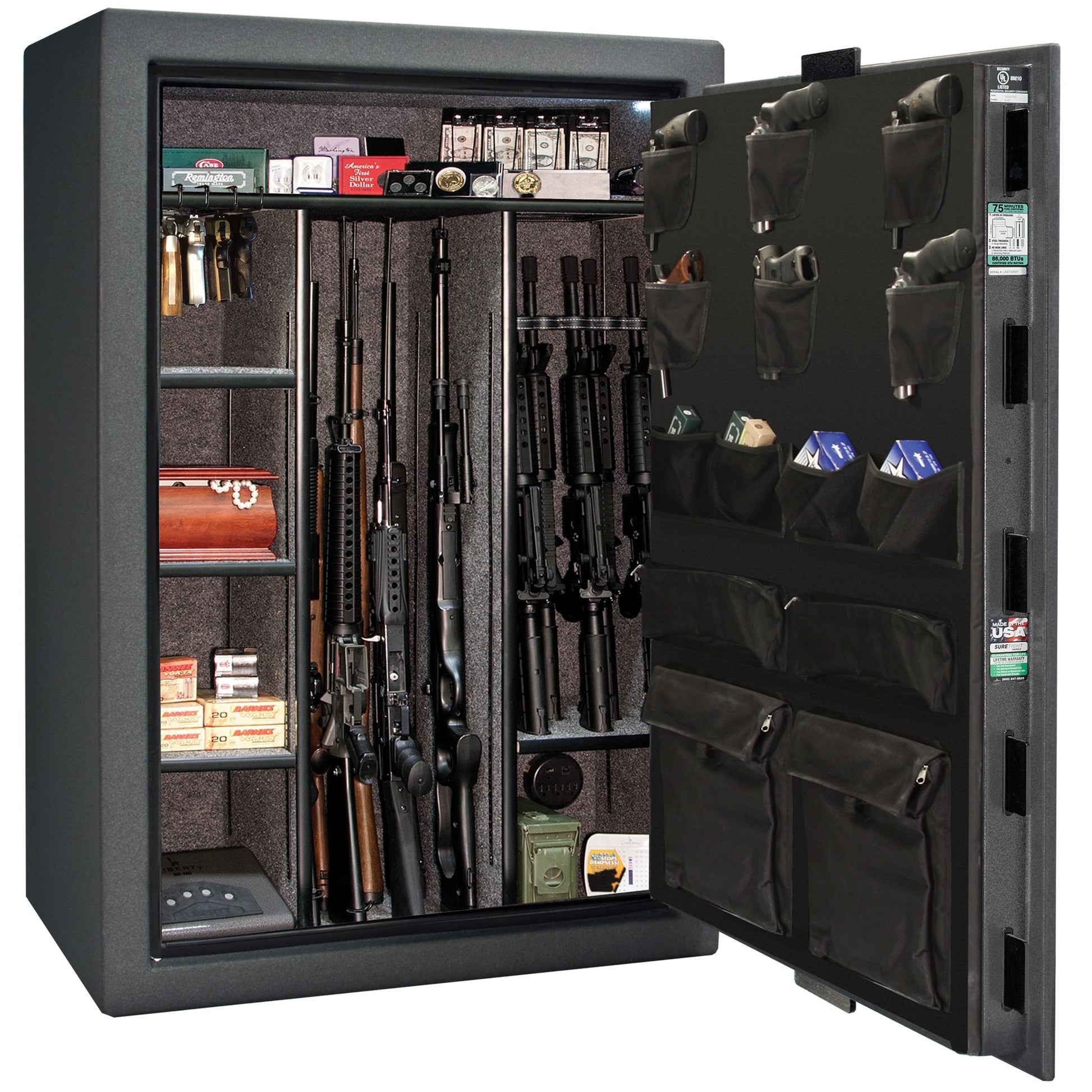 Colonial Series | Level 4 Security | 75 Minute Fire Protection | 35 | DIMENSIONS: 60.5"(H) X 42”(W) X 22"(D*) | Granite Textured | Electronic Lock - open