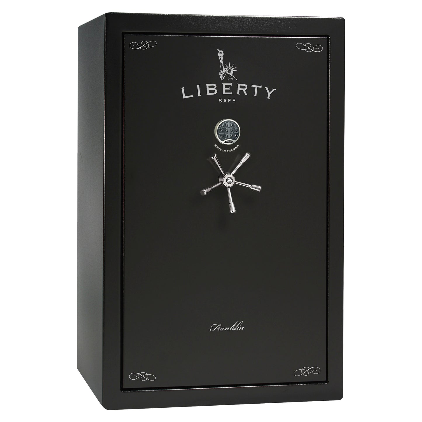 Franklin 45 | Pro Flex Interior |  Level 5 Security | 110 Minute Fire Protection | Dimensions: 60.5"(H) x 42"(W) x 27.5"(D) | Up to 60 Long Guns | Black Textured | Electronic Lock - Closed