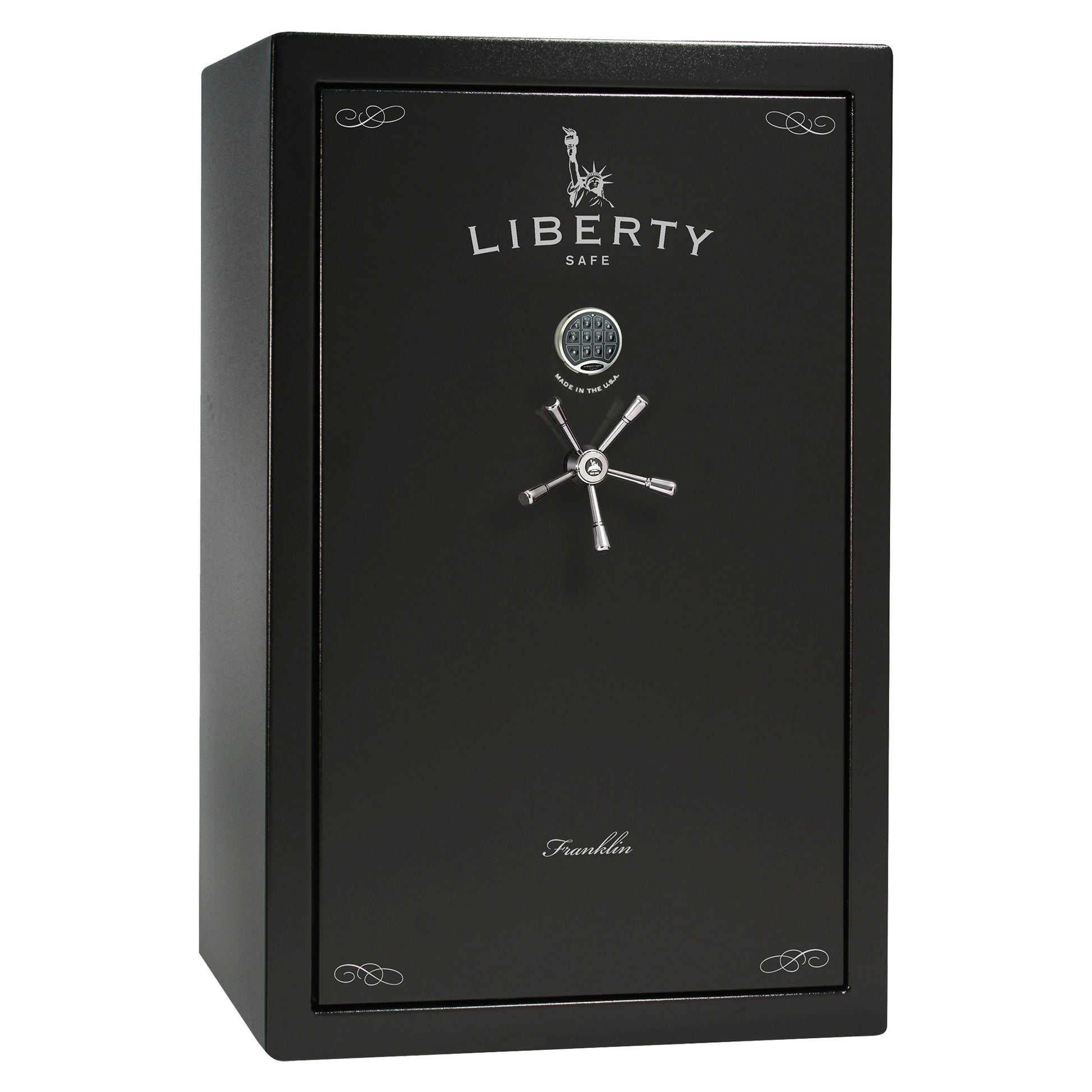 Franklin 45 | Pro Flex Interior |  Level 5 Security | 110 Minute Fire Protection | Dimensions: 60.5"(H) x 42"(W) x 27.5"(D) | Up to 60 Long Guns | Black Textured | Electronic Lock - Closed
