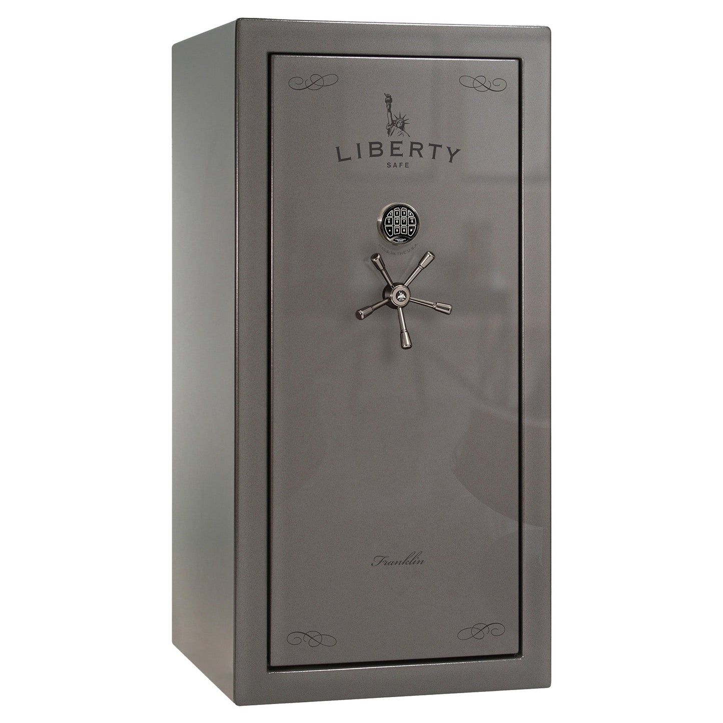 Franklin Series | Level 5 Security | 110 Minute Fire Protection | 29 | DIMENSIONS: 60.5"(H) X 30"(W) X 27.5"(D*) | Gray Gloss | Direct Drive Electronic Lock – Closed Door