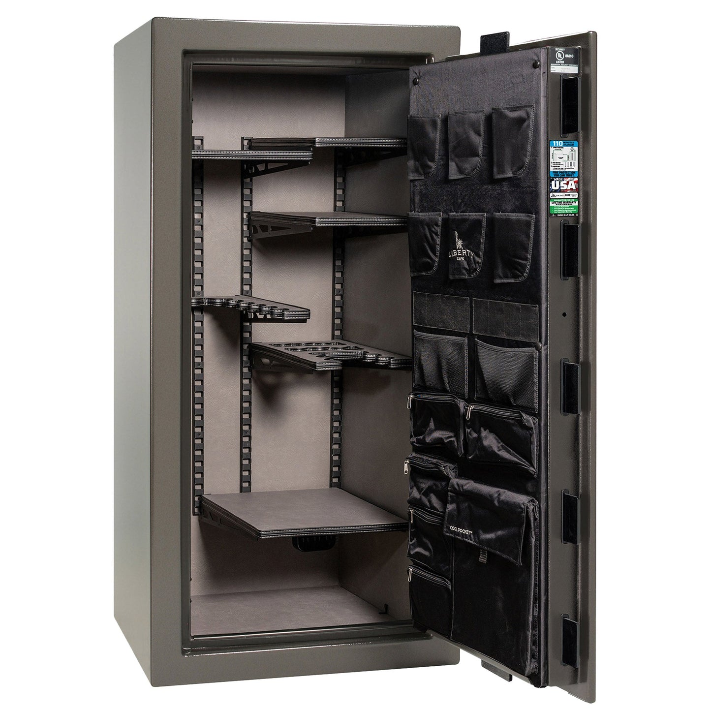 Franklin Series | Level 5 Security | 110 Minute Fire Protection | 29 | DIMENSIONS: 60.5"(H) X 30"(W) X 27.5"(D*) | Gray Marble| ProFlex Modular Shelving – Open Door Empty