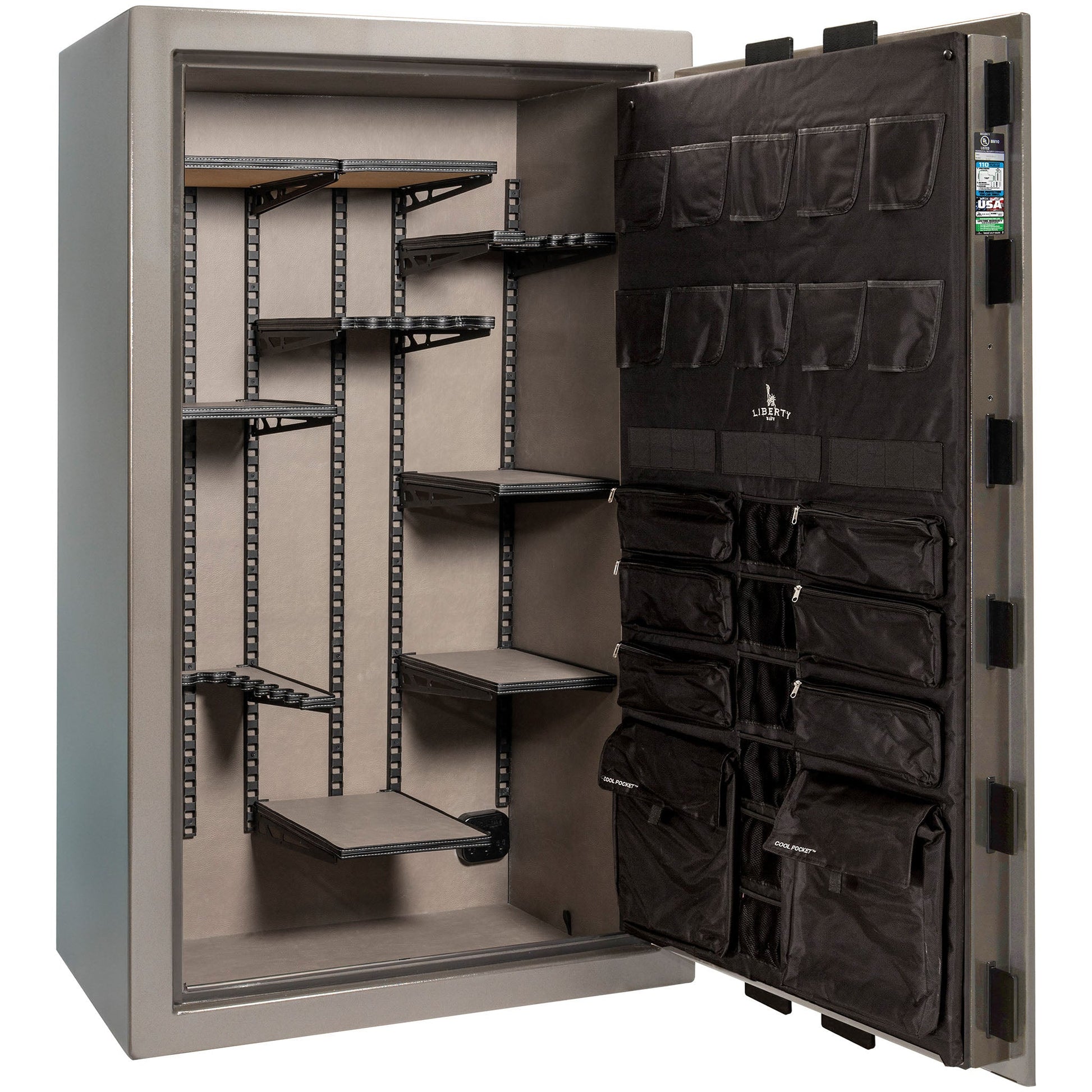 Franklin Series | Level 5 Security | 110 Minute Fire Protection | 50 | DIMENSIONS: 72.5"(H) X 42"(W) X 27.5"(D*) | Gray Gloss | ProFlex Modular Shelving - Open Door Empty