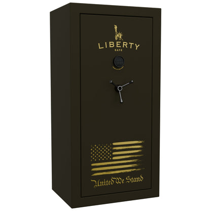 USA Series | Level 3 Security | 60 Minute Fire Rating | 30 | Dimensions: 60.5"(H) x 30"(W) x 22"(D) | OD Green Flag Safe | Black Electronic Lock - Closed