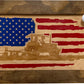 Locking Gun Cabinet Wall Mounted with American Flag and Farmer Patriotic Decorative Front