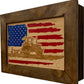 Locking Gun Cabinet Wall Mounted with American Flag and Farmer Patriotic Decorative Front