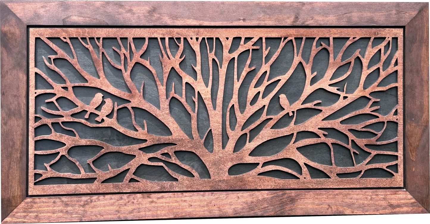 Large Hidden Gun Storage Cabinet Tree of Life Wall Decor - Birds In a Tree Concealed Gun Cabinet