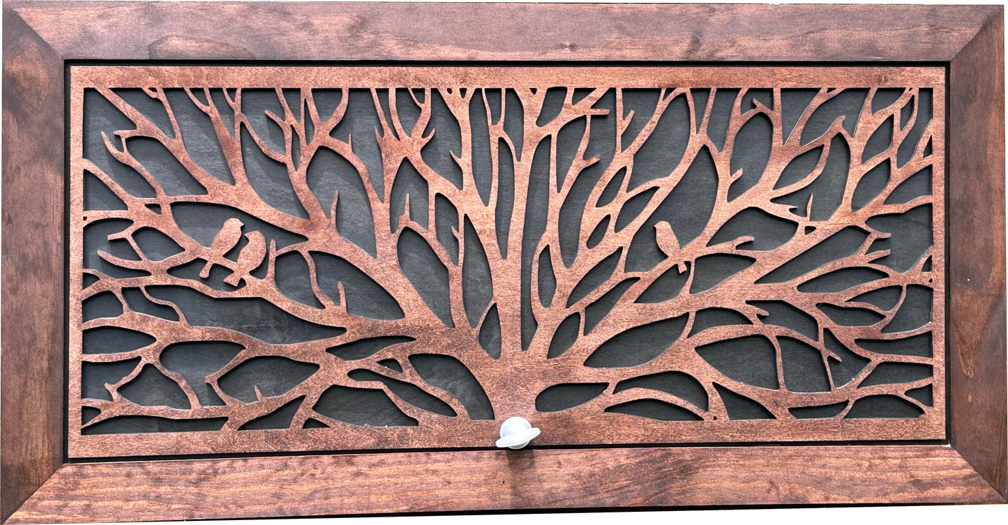 Large Hidden Gun Storage Cabinet Tree of Life Wall Decor - Birds In a Tree Concealed Gun Cabinet