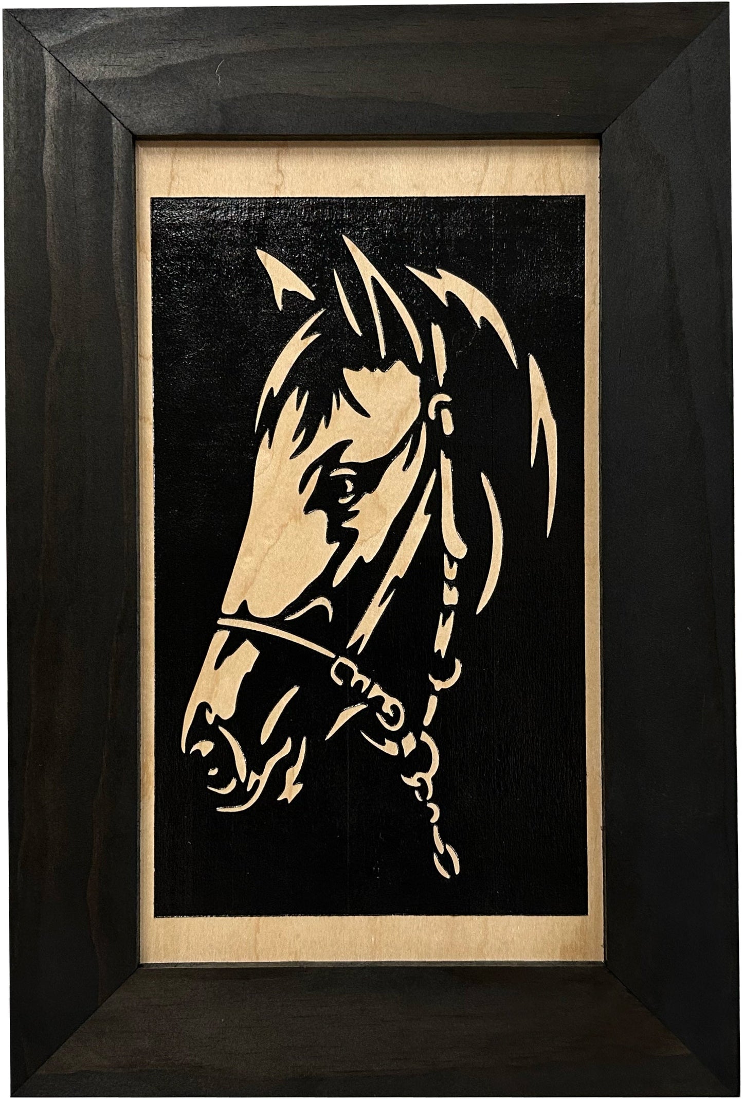 Hidden Gun Safe Black Horse Wall Art Decoration - Secure Gun Cabinet by Bellewood Designs