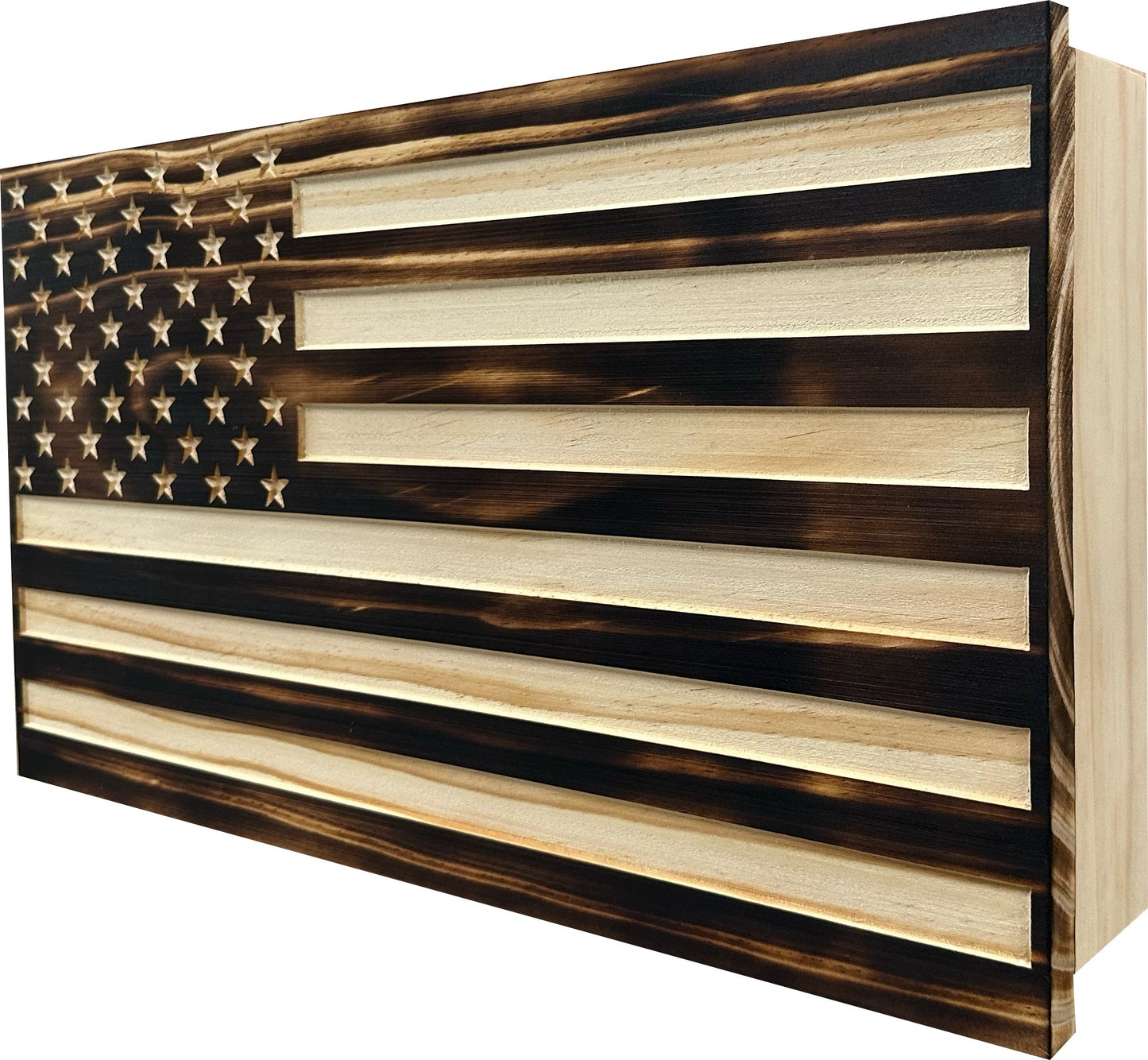 Burnt American Flag Hidden Gun Storage Cabinet