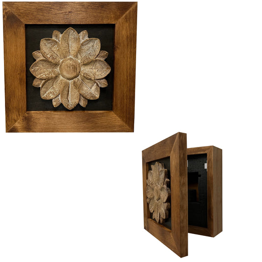 Hidden Gun Cabinet Wall Decor Distressed Flower (Black)