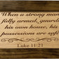 Wood Gun Cabinet Bible Verse Luke 11:21 Wall Decoration - Hidden Gun Safe To Securely Store Your Gun In Plain Sight by Bellewood Designs