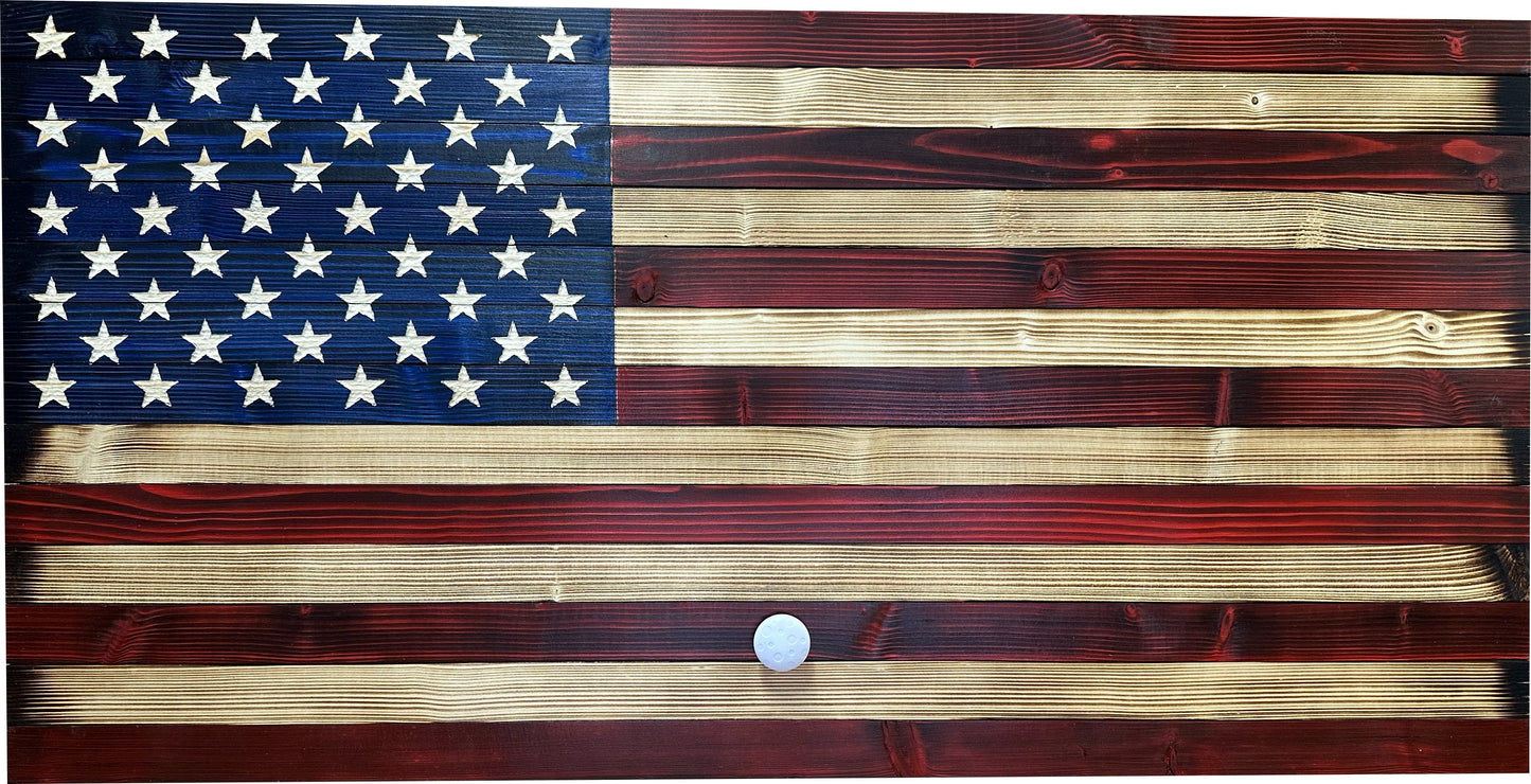 Large American Flag Hidden Gun Storage Cabinet (Red and Blue)