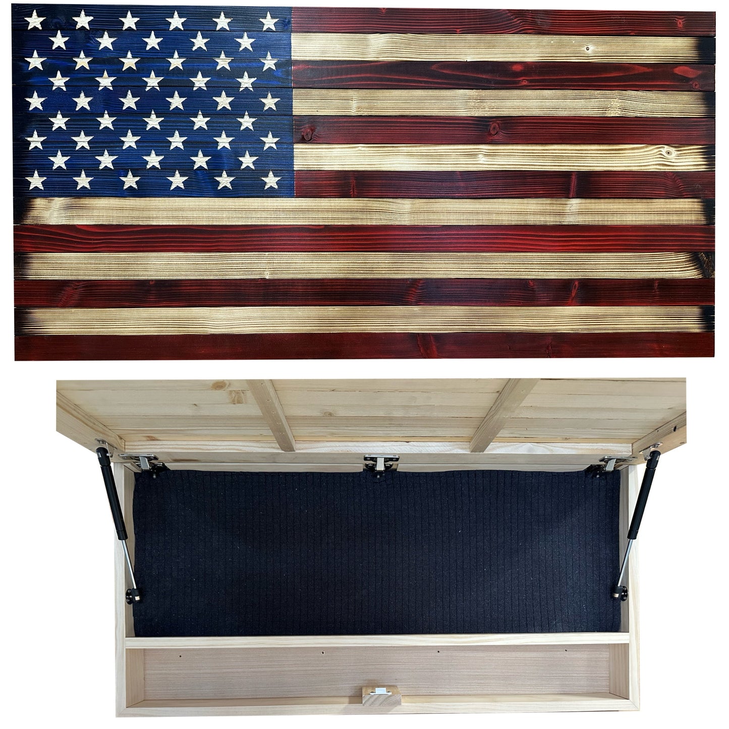 Large American Flag Hidden Gun Storage Cabinet (Red and Blue)