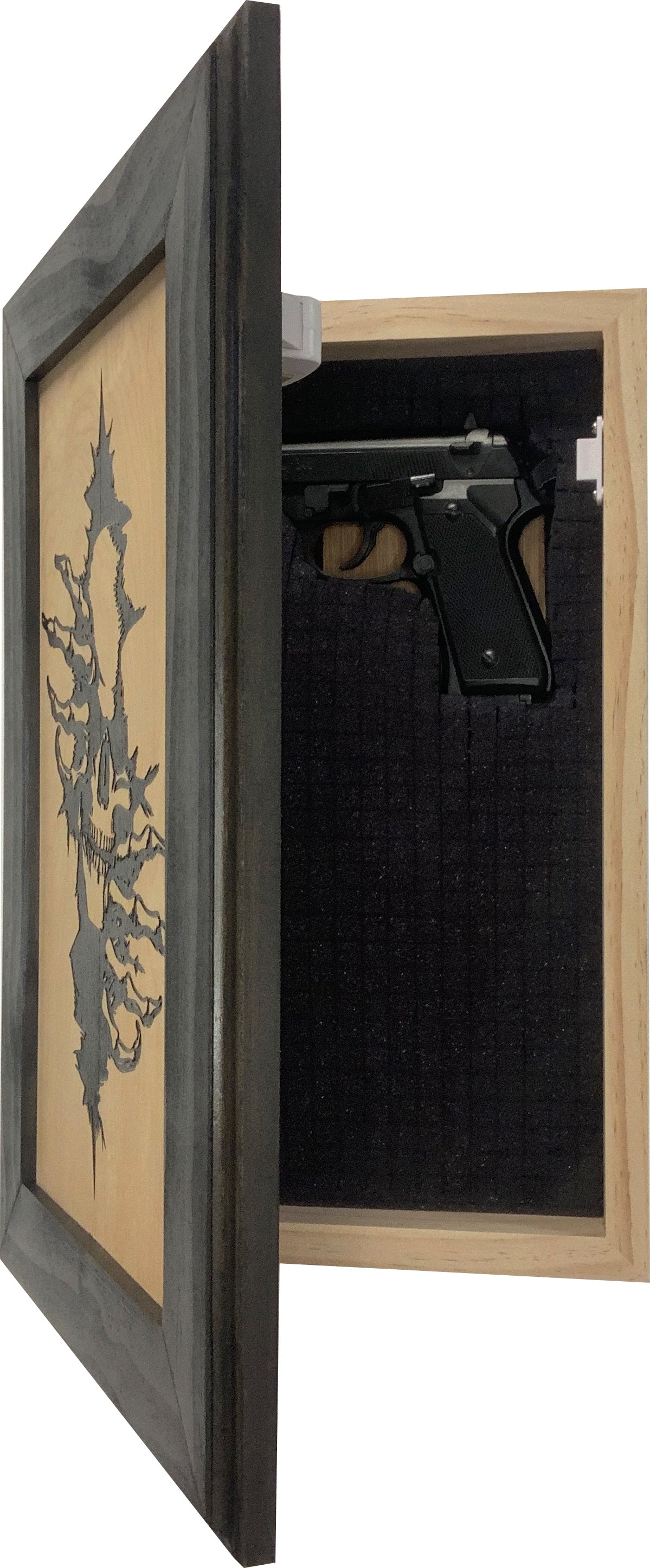 Gothic Skull Through The Wall Decorative Gun Cabinet To Securely Store Your Gun In Any Room!