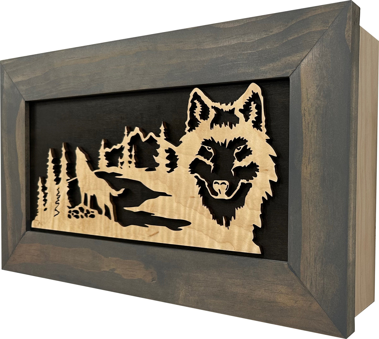 Wall-Mounted Gun Cabinet Wolf Scenery Wall Decoration - Gun Safe To Securely Store Your Gun In Plain Sight